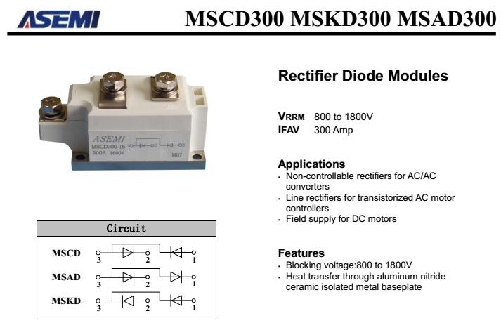 MSCD300-16，MSAD300，MSKD300规格书PDF参数下载