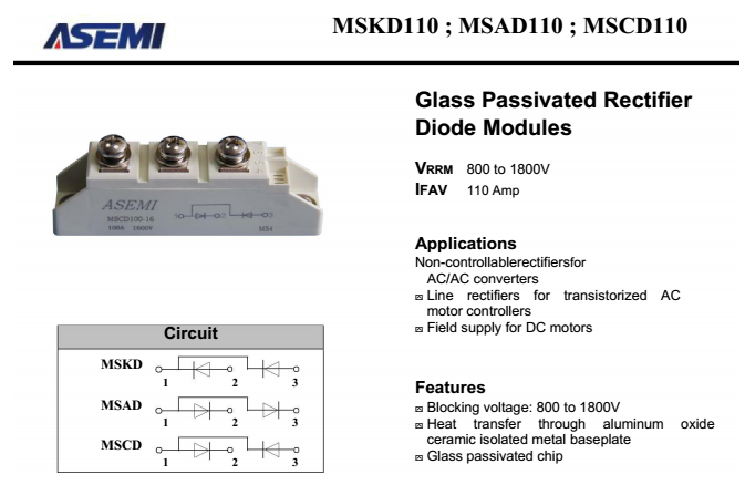 MSCD110-16，MSAD110，MSKD110规格书PDF参数下载