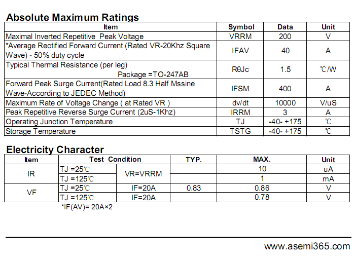 MBR40200PT-ASEMI