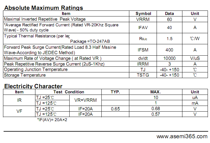 MBR4060PT-ASEMI