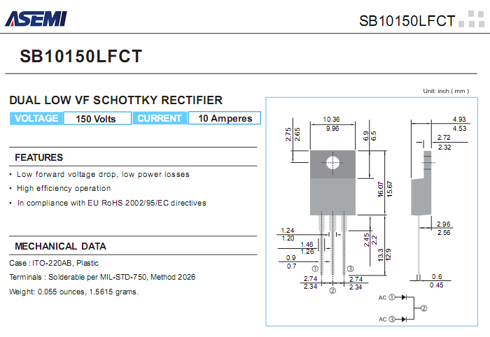 SB10150LFCT-ASEMI