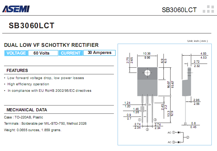 SB3060LCT-ASEMI