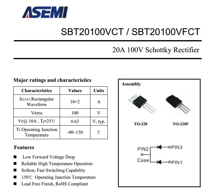 SBT20100VCT参数规格书