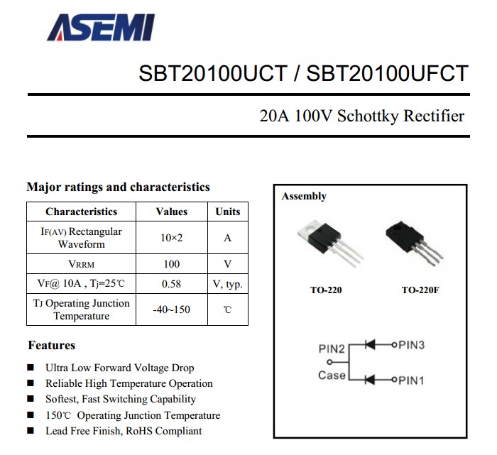 SBT20100UCT参数规格书
