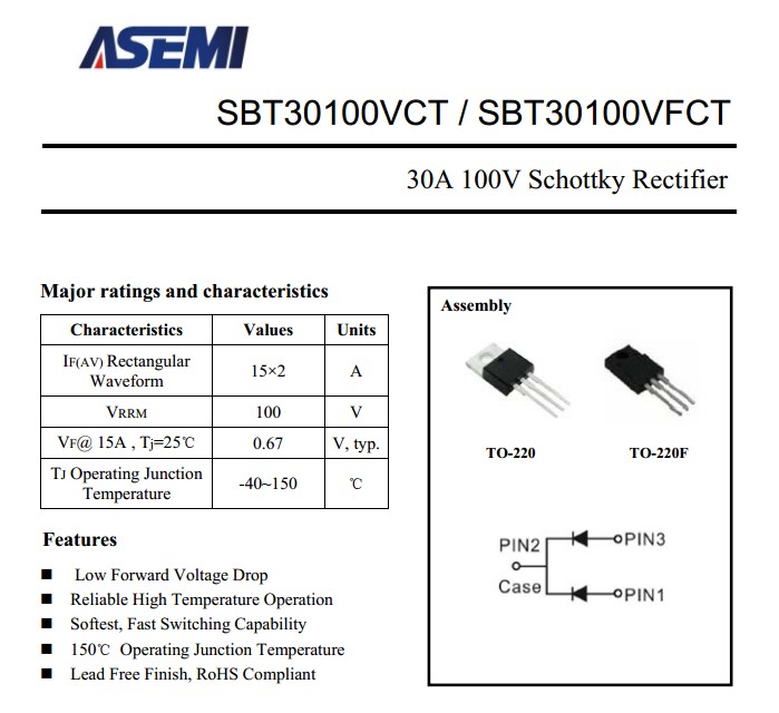 SBT30100VCT参数规格书