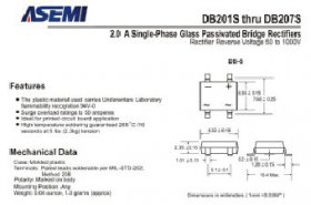 整流桥DB207S贴片中文资料规格书，来ASEMI官网看产品尺寸
